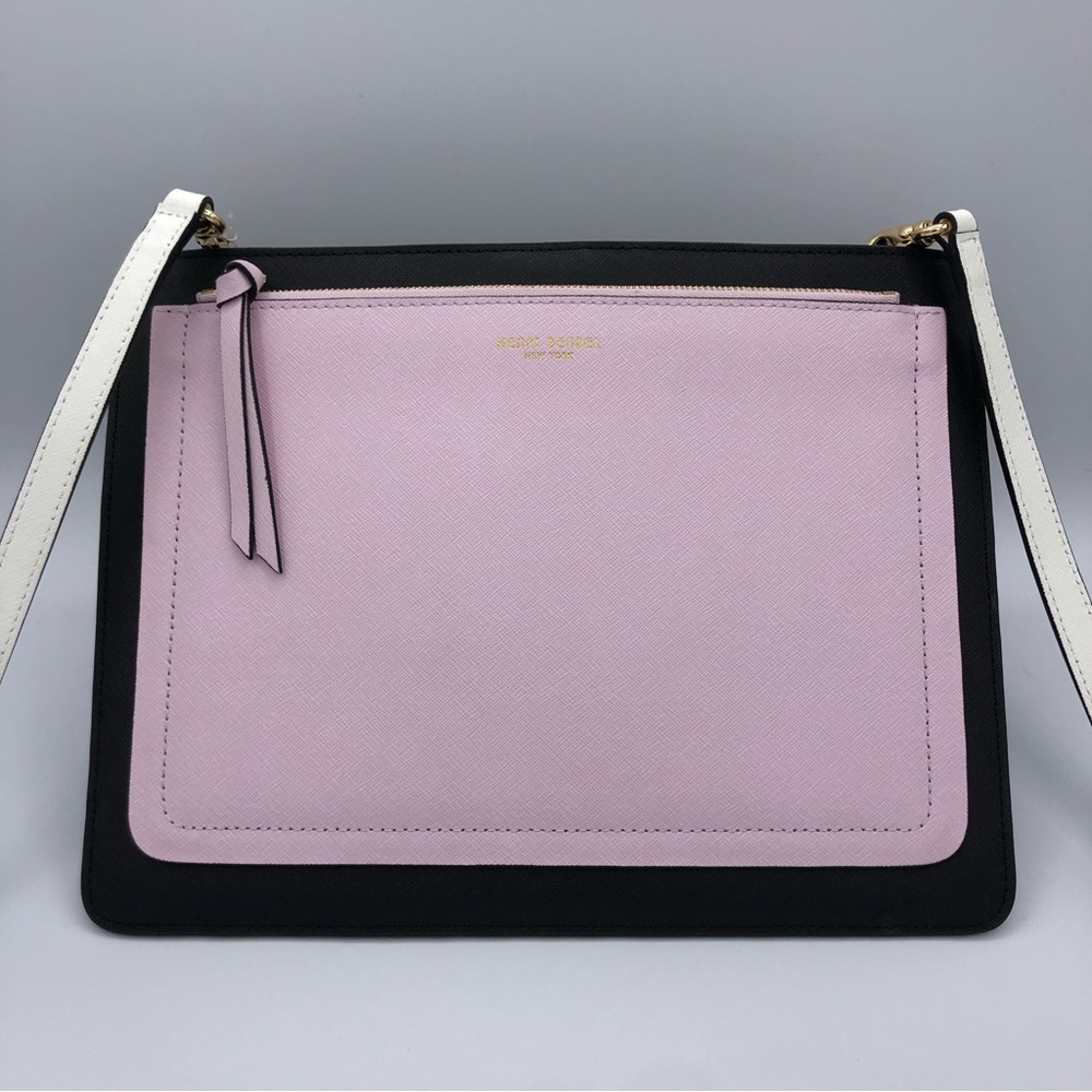 Henri Bendel W 57th Slim Convertible Lilac Black Colorblock Clutch Shoulder Bag